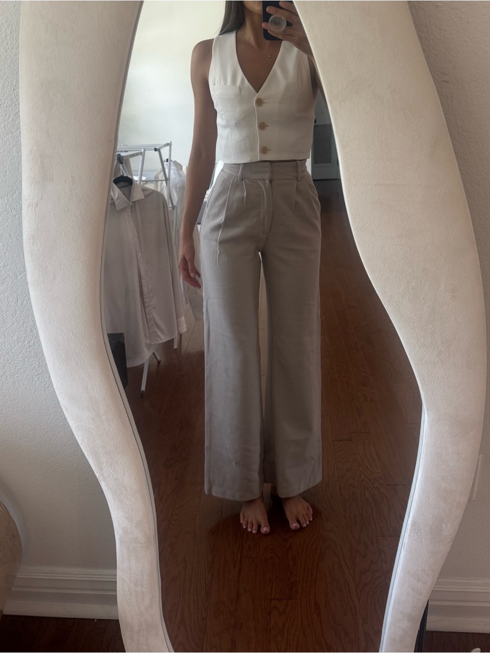 Abercrombie High-Rise Wide Leg Pants in Light Taupe